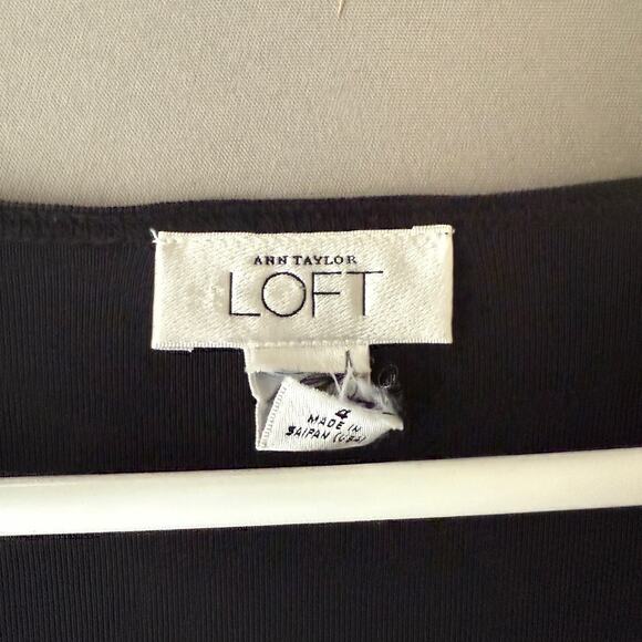 Ann Taylor LOFT Size 4 Black shift long sleeve mini Dress - Picture 5 of 9